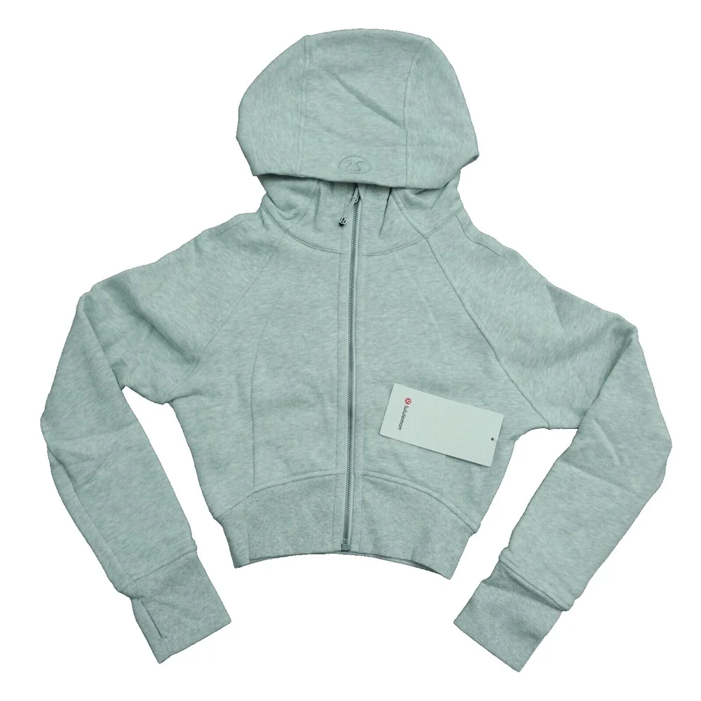 New Lululemon Size 4 Scuba Full Zip Cropped Hoodie HCUG Heathered Gray - Picture 1 of 10